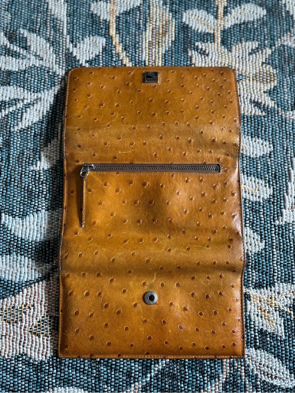 Vintage Dooney & Bourke Ostrich Collection Checkbook Organizer Wallet Billfold